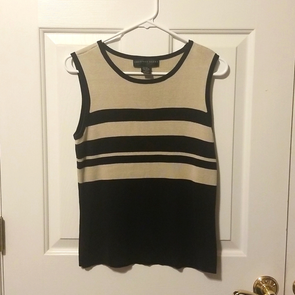 M Geoffrey Beene Sport Beige and Black Shirt